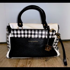 DVF Voyage Gingham Leather Bag With Wristlet